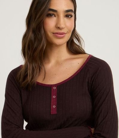 Pijama Larga en Rib con Blusa y Pantalón 2