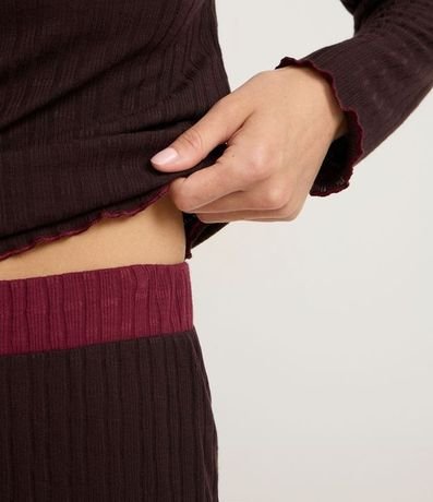 Pijama Larga en Rib con Blusa y Pantalón 3
