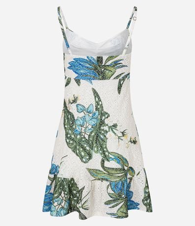 Vestido Corto Evasê con Detalles Frunzidos y Estampa Tropical 7