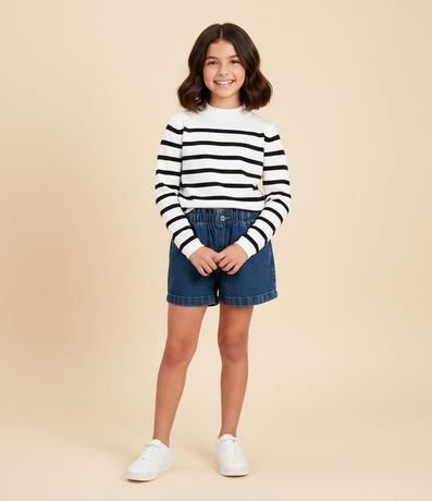 Remera Infantil Seamless Rayada con Cuello Alto – Talle 5 a 14 años