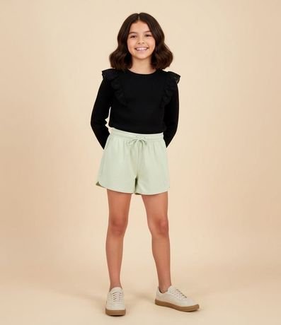 Remera Infantil Rib con Volado de Broderie – Talle 5 A 14 años