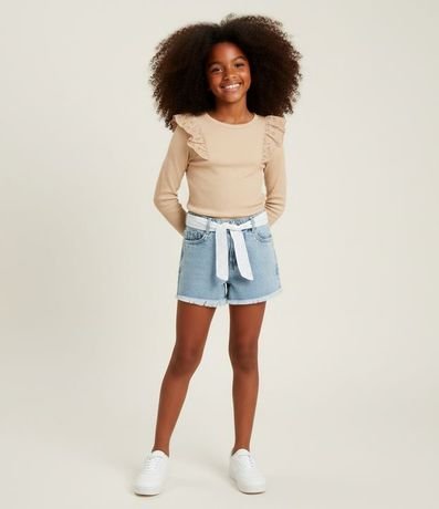 Remera Infantil Rib con Volado de Broderie – Talle 5 A 14 años 1