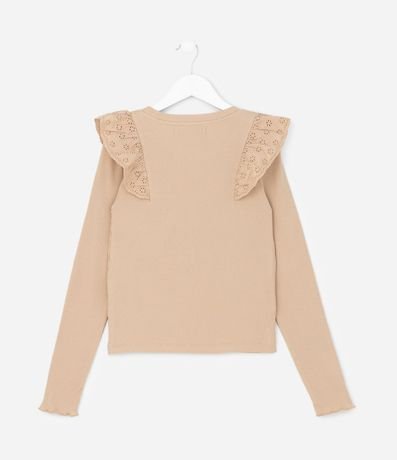 Remera Infantil Rib con Volado de Broderie – Talle 5 A 14 años 2