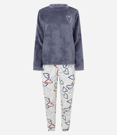 Pijama Largo con Estampado de Corazón 4