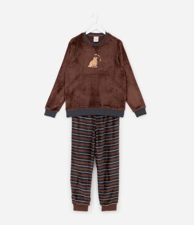 Pijama Infantil Larga con Bordado de Carpincho – Talle 7 a 16 años