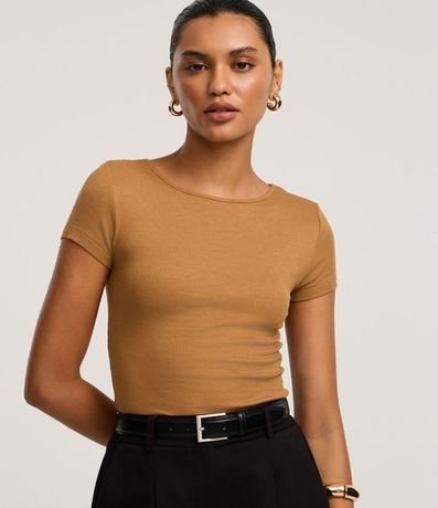 Blusa Acanalada en Rib con Cuello Polo