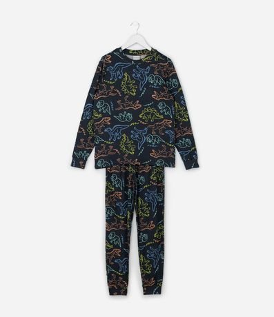 Pijama Infantil Largo con Estampa de Dinosaurios – Talle 4 a 14 años