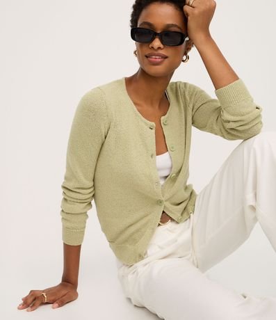 Cardigan en Punto con Botones y Escote U 5