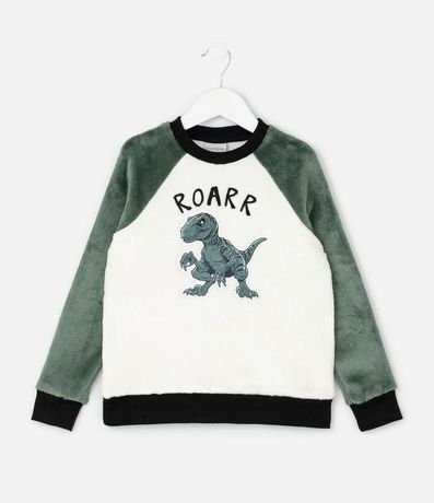 Pijama Infantil en Plush Estampado Dino ROARR - Talle 5 a 14 años 2