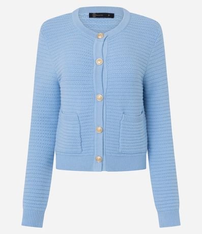 Cardigan Texturizado en Punto con Botones Metalizados 6