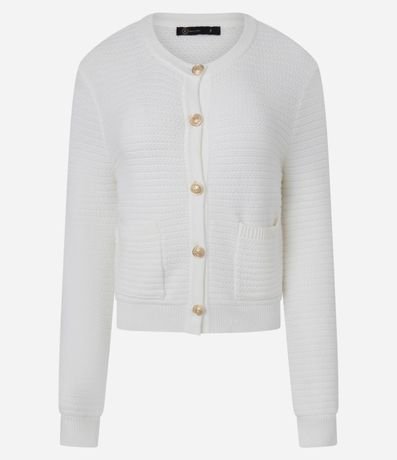 Cardigan Texturizado en Punto con Botones Metalizados 5