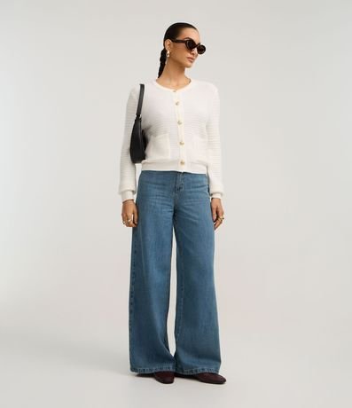 Cardigan Texturizado en Punto con Botones Metalizados 2