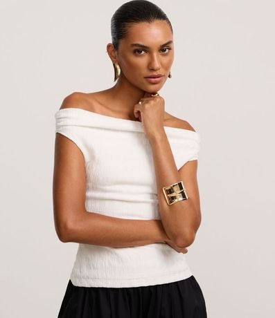 Blusa Texturizada con Escote Hombro a Hombro