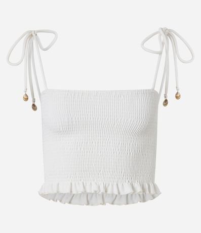 Blusa Cropped en Lastex com bretel fino de lazo Búzios 4