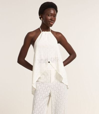 Blusa sin Manga con Textura y Abertura Delantero 2