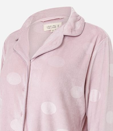 Pijama Americano Largo en Plush y Estampa de Lunares 5