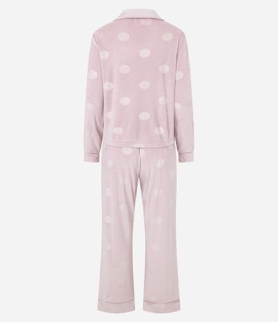 Pijama Americano Largo en Plush y Estampa de Lunares 6