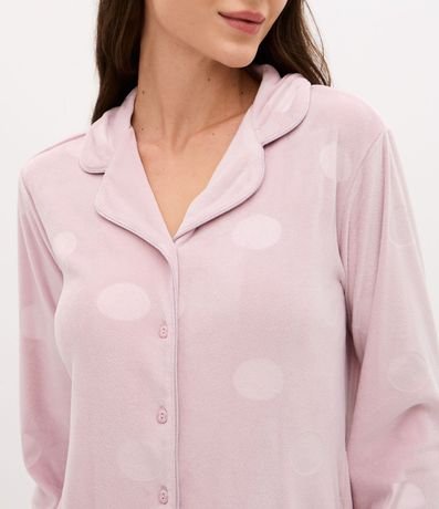 Pijama Americano Largo en Plush y Estampa de Lunares 2
