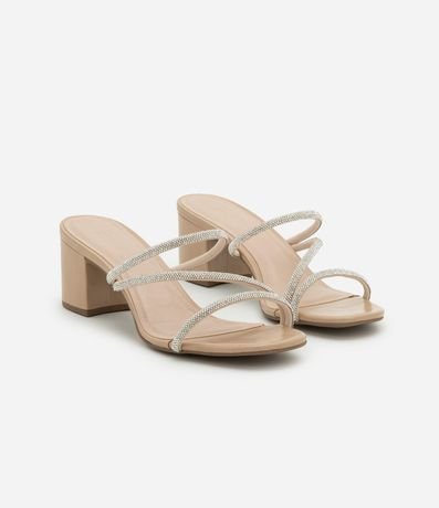 Sandalia con Tiras Brillosas y Tacón de Bloque 2