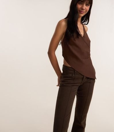 Pantalón Flare en Sarga con Cintura Doble y Frisos 2