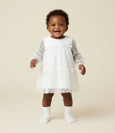 Vestido Infantil Tule Floral con Lazos y Bombacha – Talle RN a 18 Meses 1