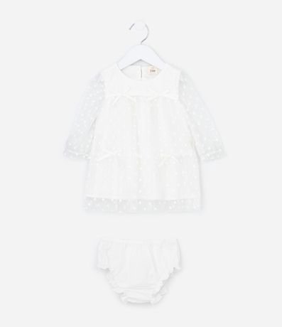 Vestido Infantil Tule Floral con Lazos y Bombacha – Talle RN a 18 Meses 2