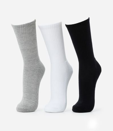 Kit 03 Medias Caña Larga en Algodón de Toalla