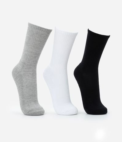 Kit 03 Medias Caña Larga en Algodón de Toalla 3