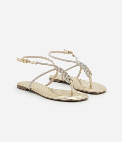 Sandalia Plana con Tiras Tranzadas Brillosas 2