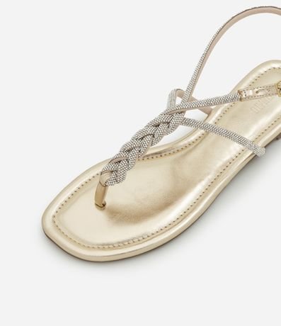 Sandalia Plana con Tiras Tranzadas Brillosas 3