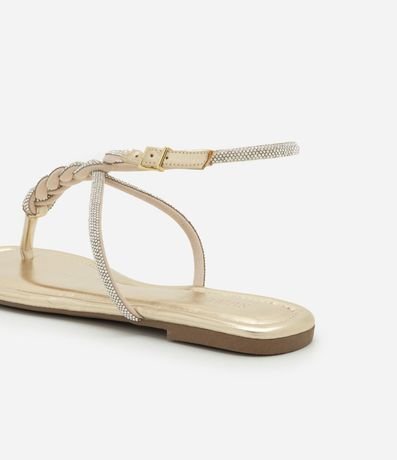 Sandalia Plana con Tiras Tranzadas Brillosas 5