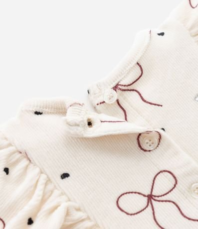 Vestido Infantil en Terciopelo Cotelê con Moñitas y Media-Pantalón – Talle 0 a 18 Meses 10