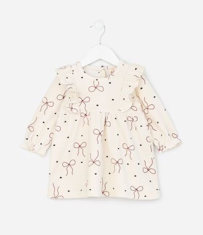 Vestido Infantil en Terciopelo Cotelê con Moñitas y Media-Pantalón – Talle 0 a 18 Meses 3