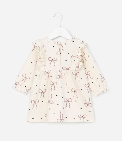 Vestido Infantil en Terciopelo Cotelê con Moñitas y Media-Pantalón – Talle 0 a 18 Meses 4