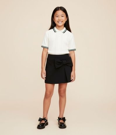 Short Pollera Infantil en Sastrería con Lazo Lateral – Talle 5 a 14 años