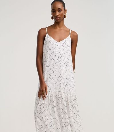 Vestido Evasê Largo en Crepé con Estampa de Lunares 2