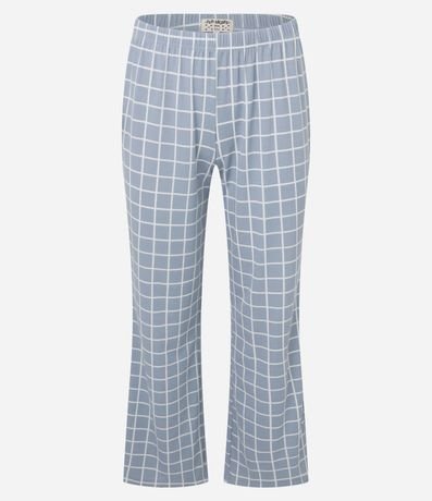 Pijama Largo en Rib de Cuadros con Escote de Encaje 7