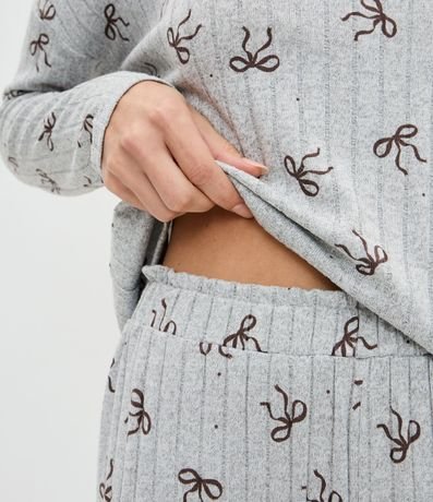 Pijama Largo en Punto con Estampa de Lacitos 4