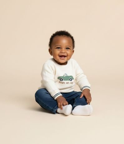 Saco Infantil en Algodón con Bordado de Carro – Talle 0 a 18 Meses