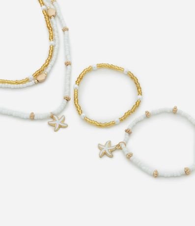 Kit 02 Collar y Pulseras Infantiles con Colgante de Estrella del Mar