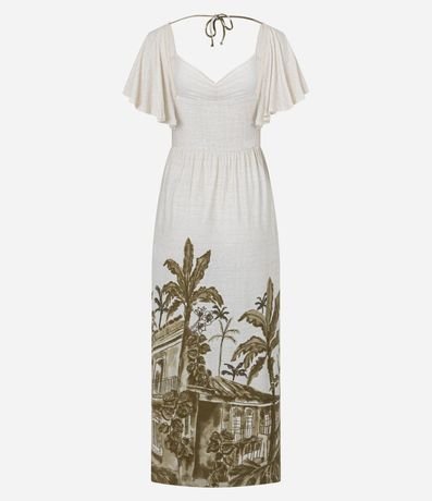 Vestido Largo con Manga Godê y Estampa Oro Negro 7