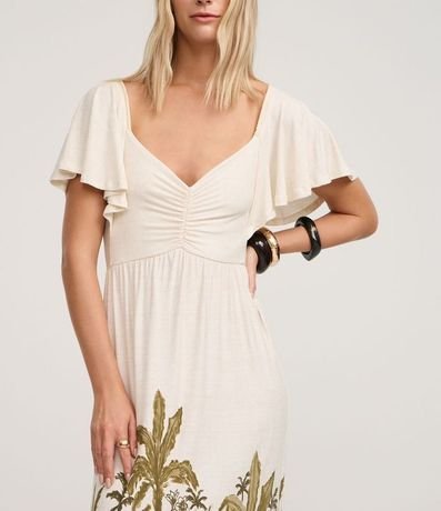 Vestido Largo con Manga Godê y Estampa Oro Negro 4