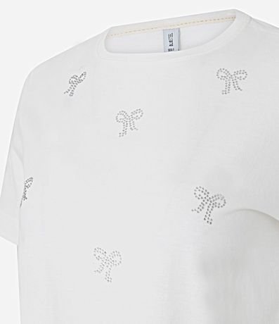 Remera T-shirt en Algodón con Lazos en Aplicación de Hotfix 2