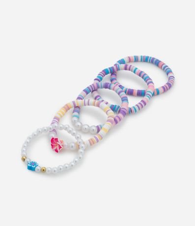 Kit 05 Pulseras Infantiles con Colgante de Flor Único 2