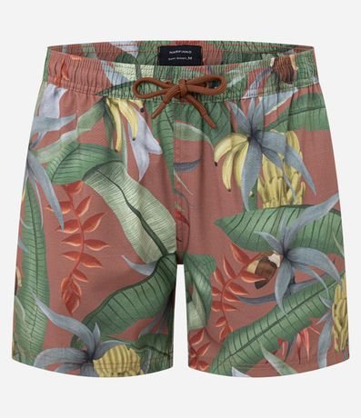 Bermuda de Baño en Microfibra con Estampado Follaje con Banana 5