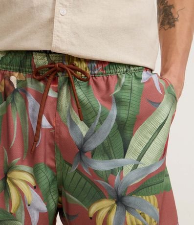 Bermuda de Baño en Microfibra con Estampado Follaje con Banana 3