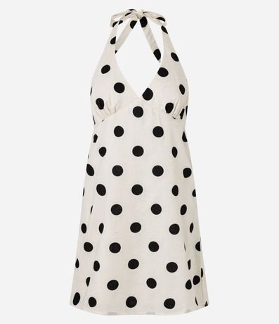 Vestido corto Frente única en Viscolino con Estampa de Lunares 5