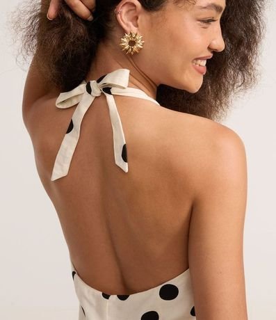 Vestido corto Frente única en Viscolino con Estampa de Lunares 4