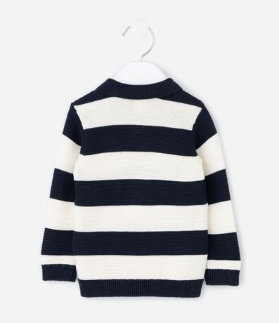 Saco Infantil en Punto con Cuello Polo y Rayas – Talle 0 a 18 Meses 3