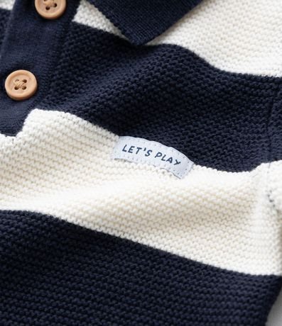 Saco Infantil en Punto con Cuello Polo y Rayas – Talle 0 a 18 Meses 6